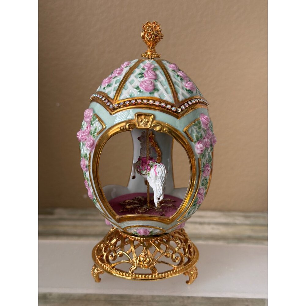 Franklin Mint House of Fabergé Carousel Horse Musical Egg  7" - No Box or COA - Picture 5 of 13